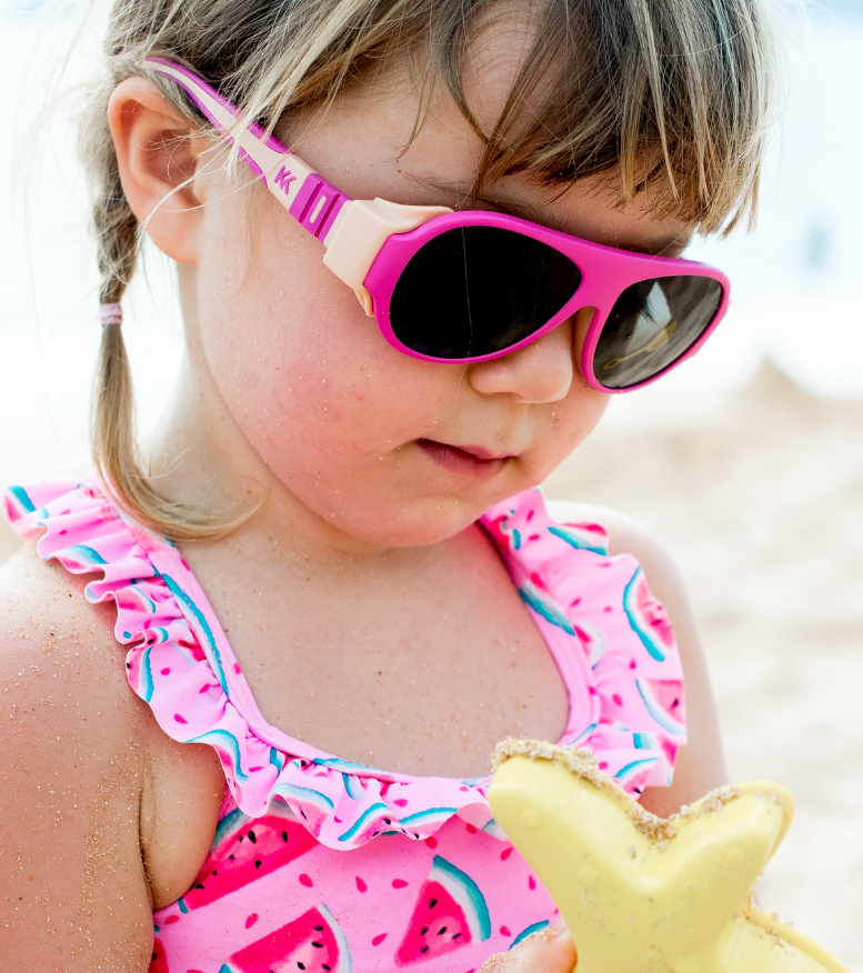 Mokki Click & Change Sunglasses (2-5 years) - Girl with Pink Frame and Temple Arms