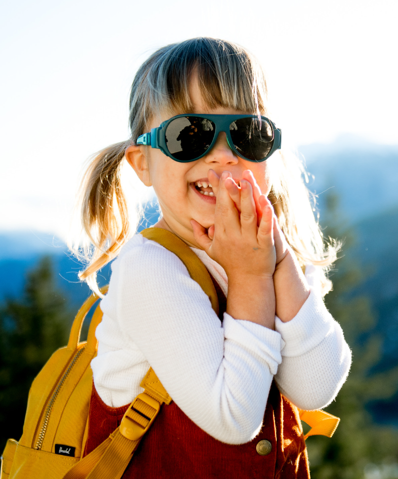 Mokki Click & Change Sunglasses (2-5 years) - Girl with Blue Frame and Temple Arms