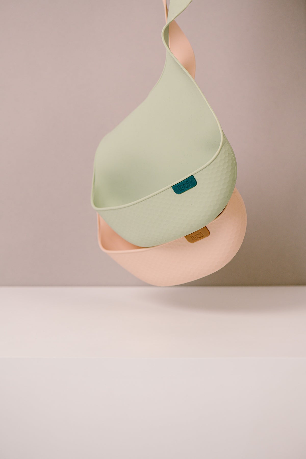 Difrax Lovi Silicone Bib Pistachio & Nude Hanging