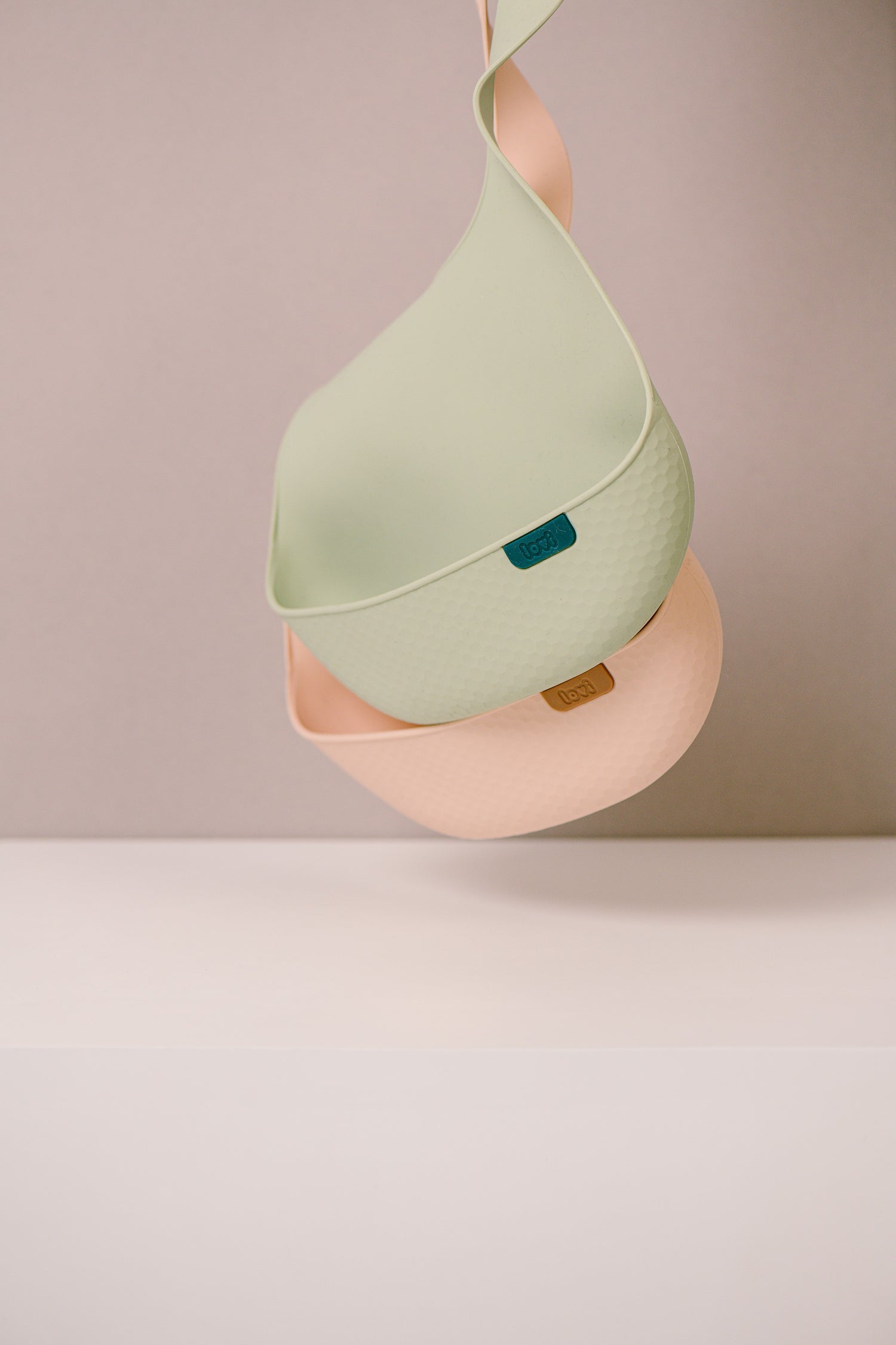 Difrax Lovi Silicone Bib Pistachio & Nude Hanging