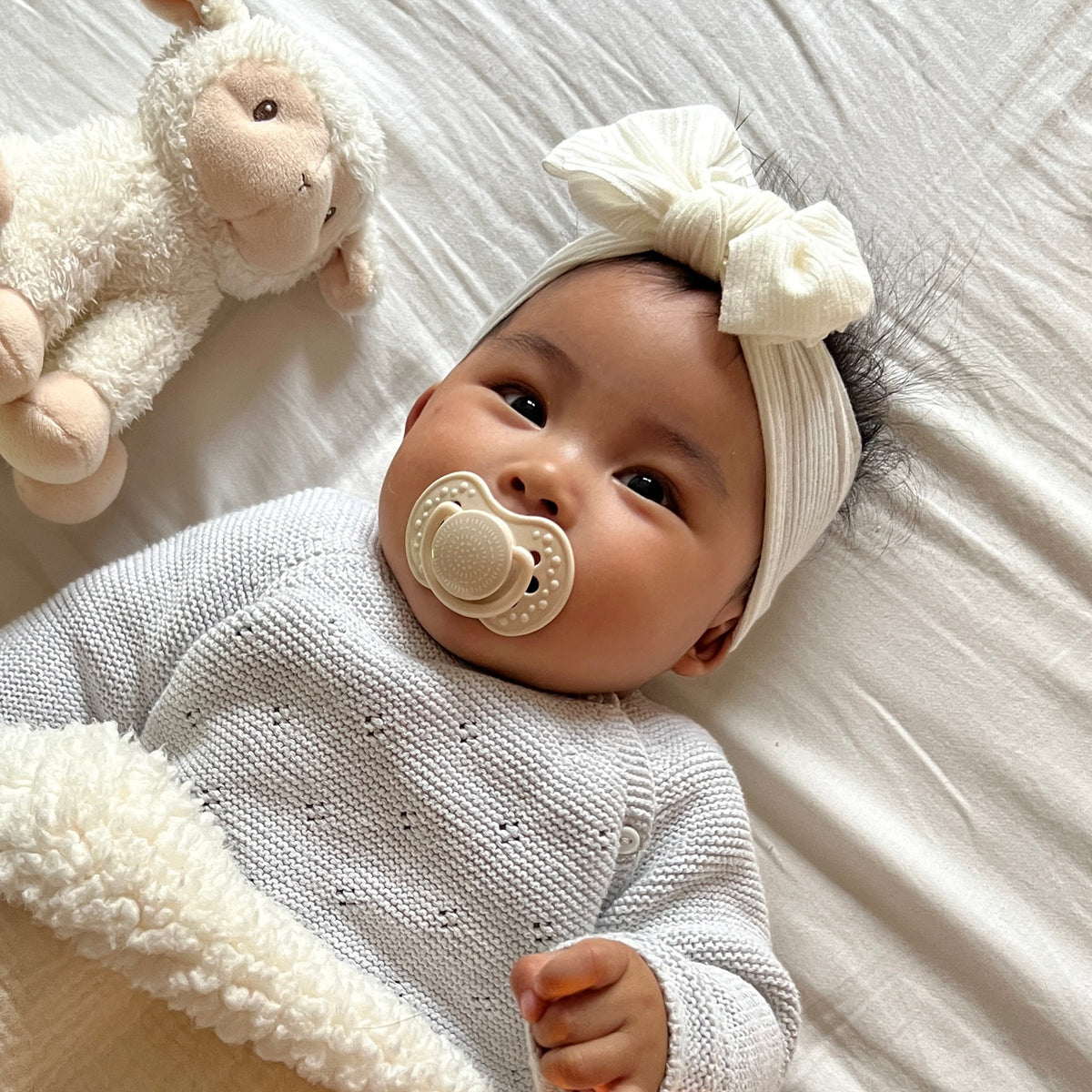 Difrax LOVI Dynamic Pacifier (0-3 months) - Harmony - Baby with Creme in Mouth