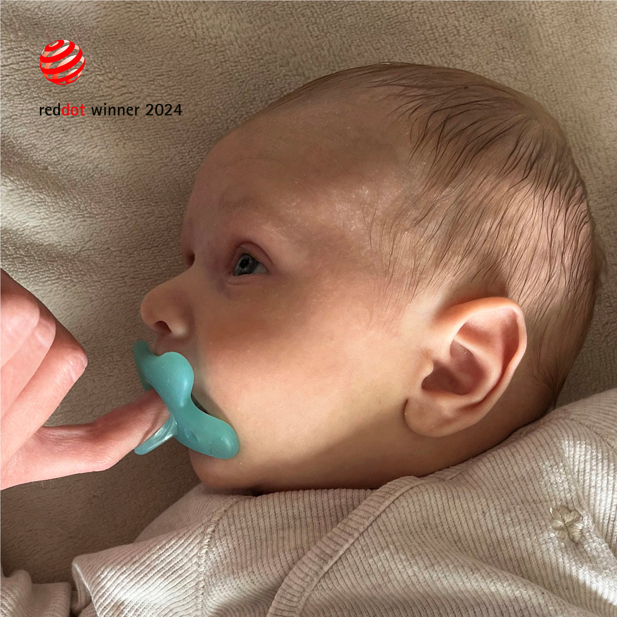 Difrax Silicone Pinky Pacifier - Duo Pack - Baby with blue