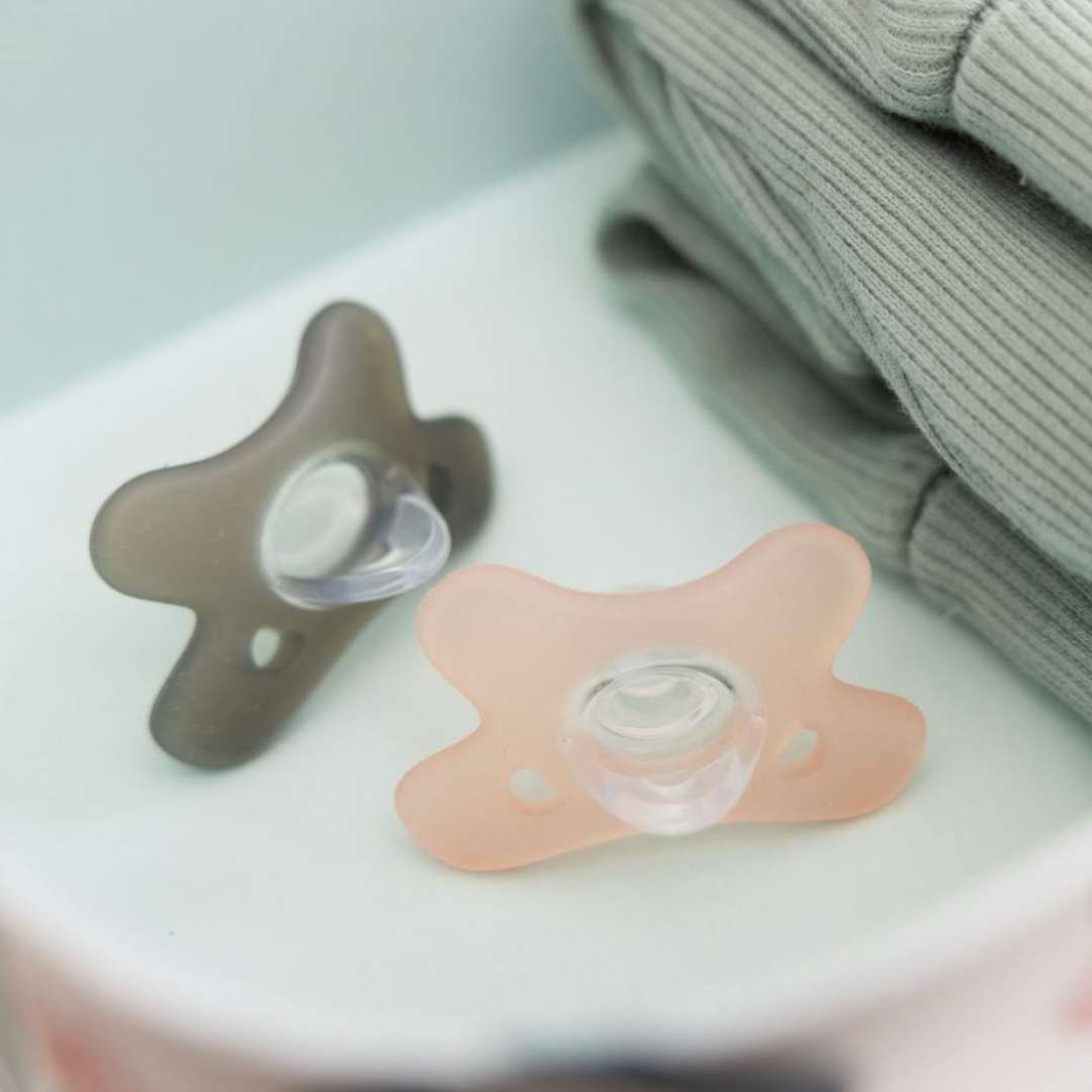 Difrax Silicone Pacifier (0-6 Months) - Duo Pack - Blossom and Clay