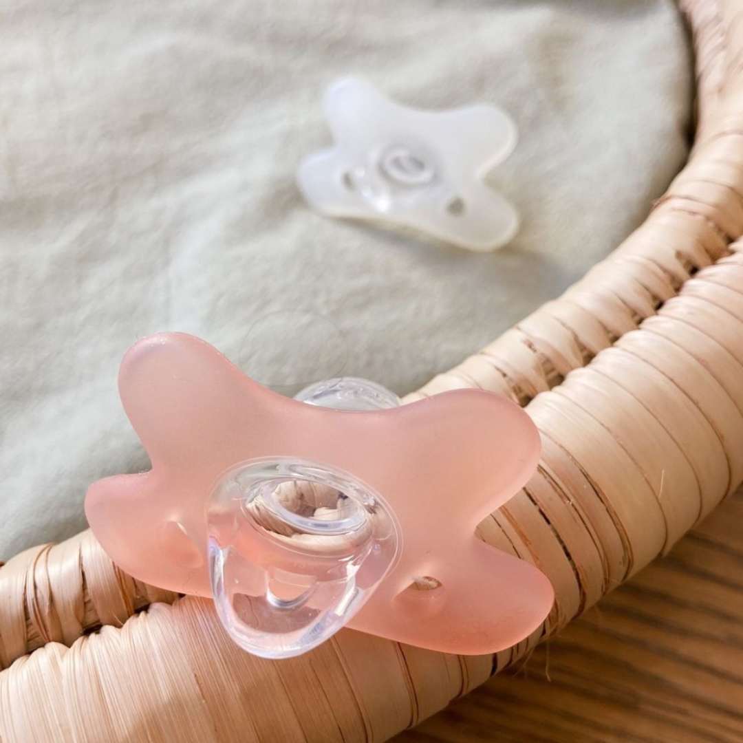 Difrax Silicone Pacifier (0-6 Months) - Duo Pack - Blossom with White in Background