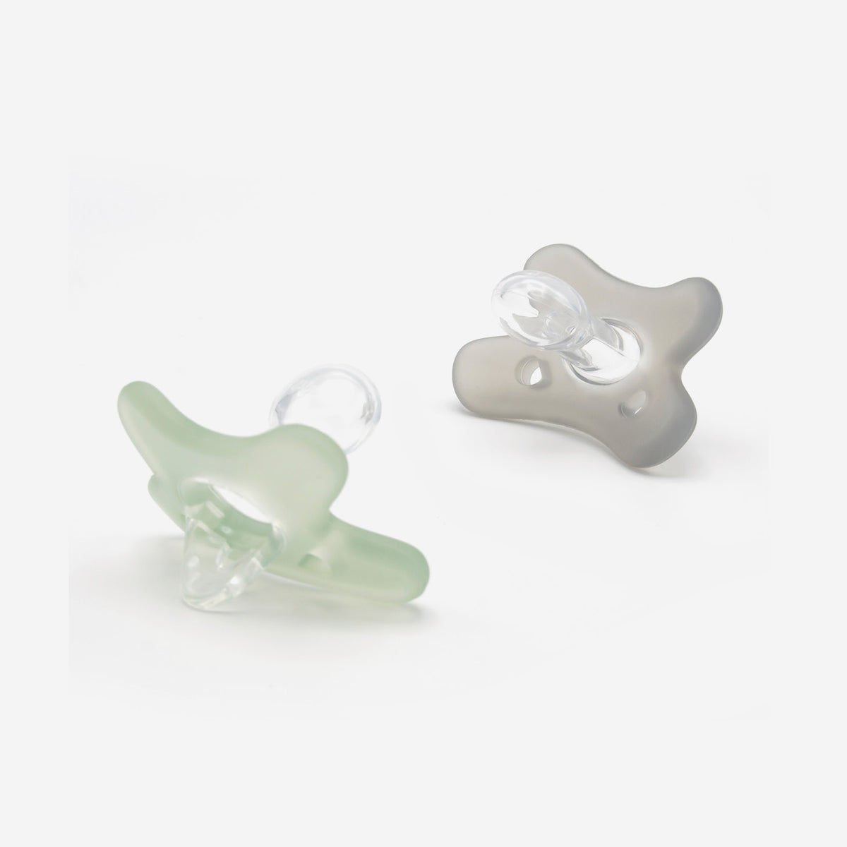 Difrax Silicone Pacifier (6-12 Months) - Duo Pack - Sone / Sage - Facing Each Other