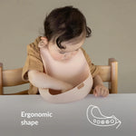 Difrax LOVI Silicone Bib - Nude - Baby Using Pouch