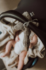 Liva Heartbeat Comforter OTG - Tied to Baby Carrier with Baby - Grey