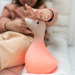 Liva Night Light - Girl Touching Head with Red Light On - Beige