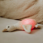 Liva Plush Night Light - On Bed with Red Light On - Beige