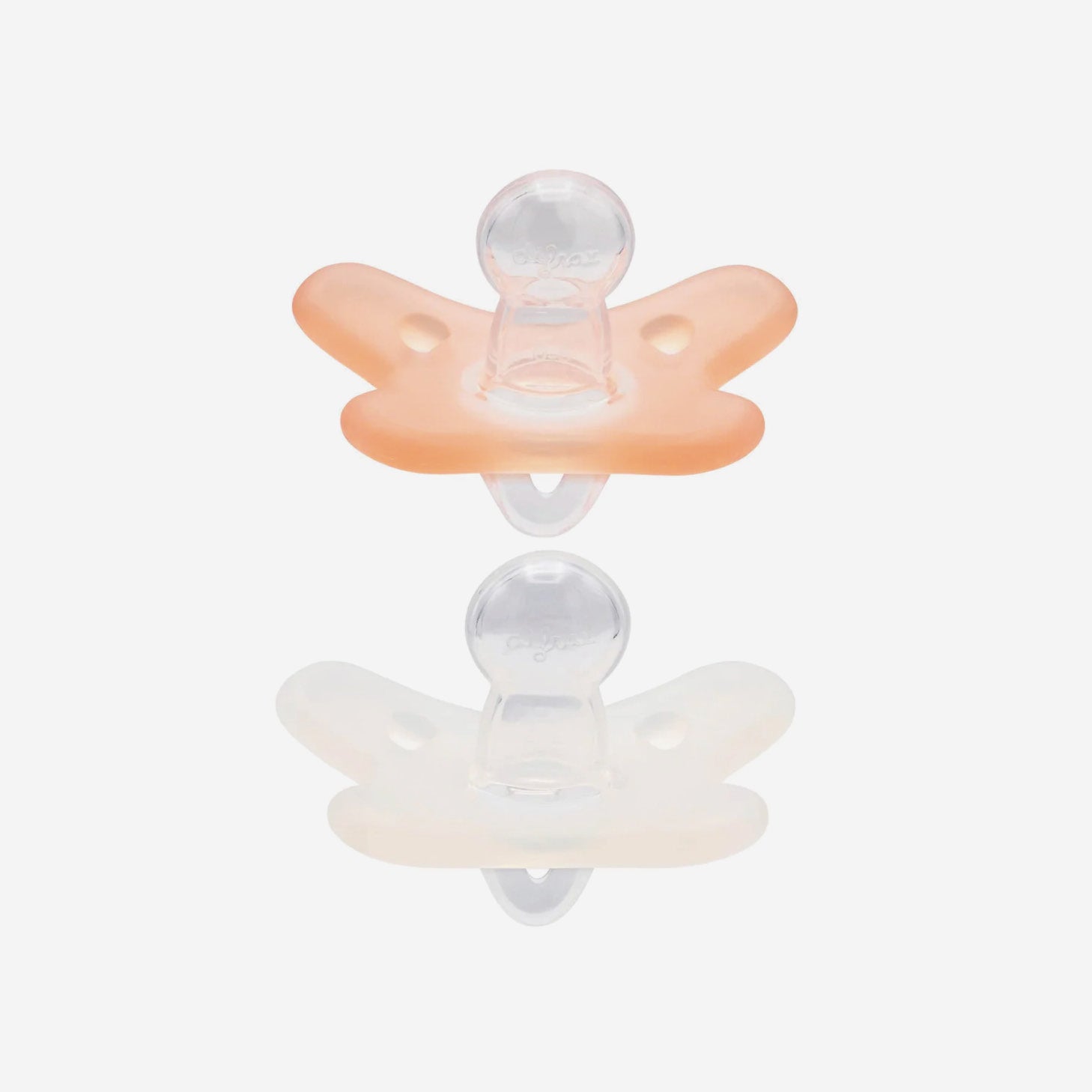 Difrax Silicone Pacifier (0-6 Months) - Duo Pack - Blossom / White -  Side View